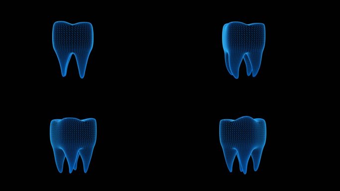 蓝色科技线条一颗牙齿透明通道素材