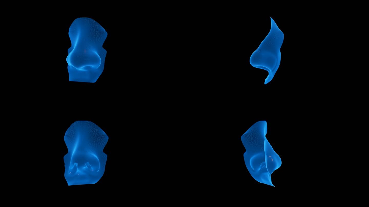 蓝色科技线条五官鼻子素材透明通道