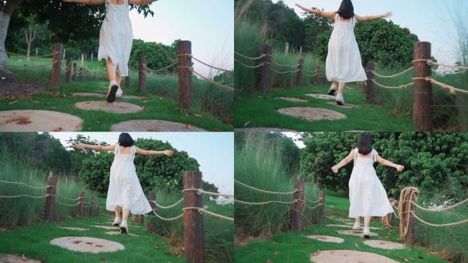 女孩奔跑的背影