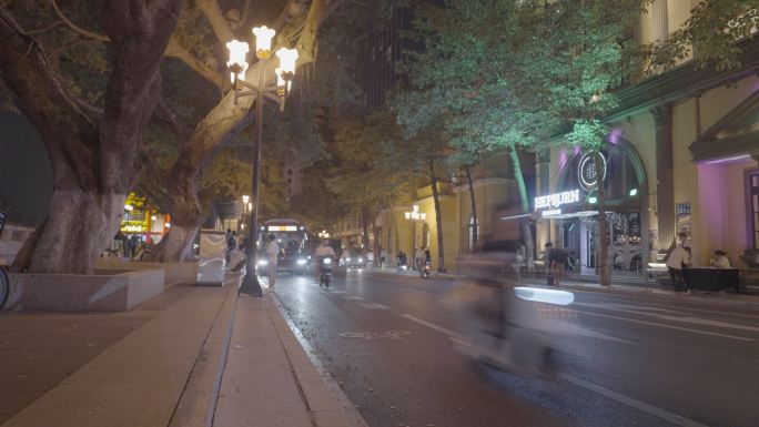 城市街道夜景车流空镜