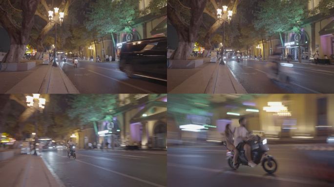 城市街道夜景车流空镜