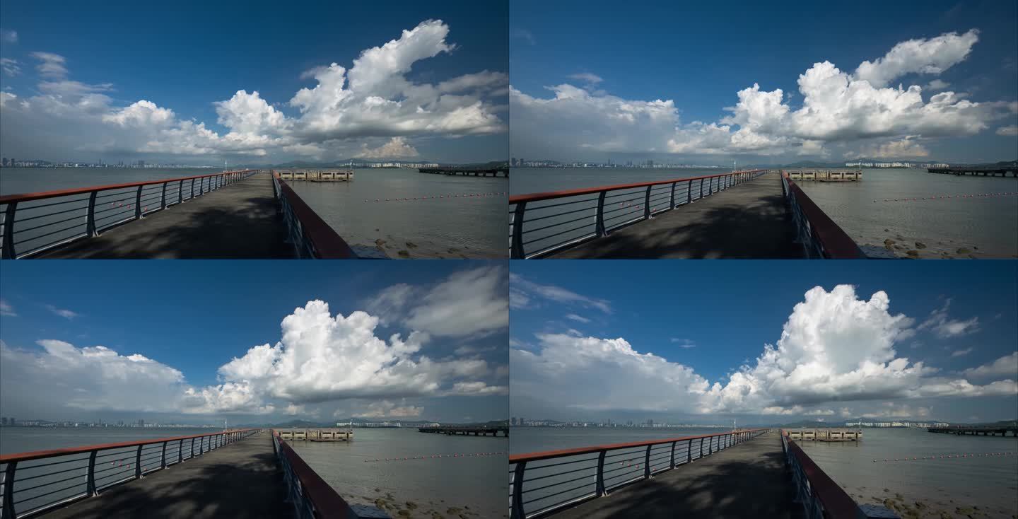 深圳湾海边蓝天白云