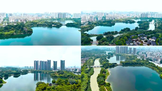 广州素材花都湖花都湖畔生态环保绿化湿地