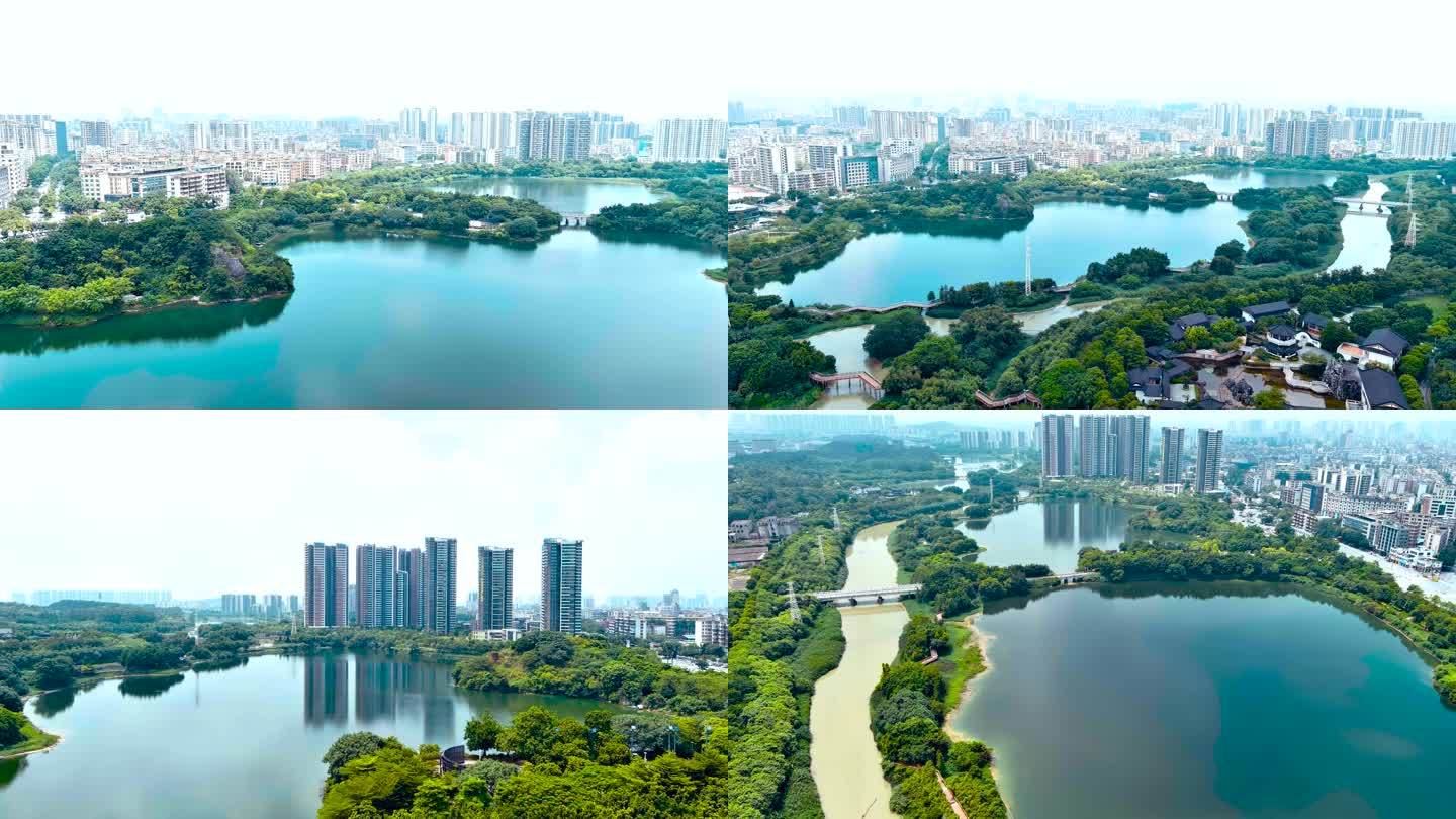 广州素材花都湖花都湖畔生态环保绿化湿地
