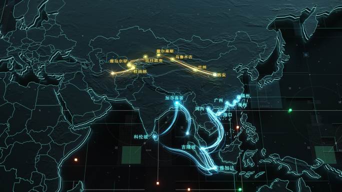 大气科技一带一路丝绸之路世界地图