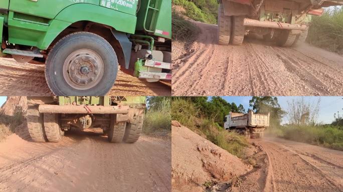 石方运输运输过程运泥车过程自卸车爬坡