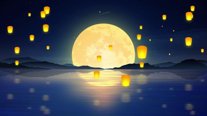 唯美水面月亮03