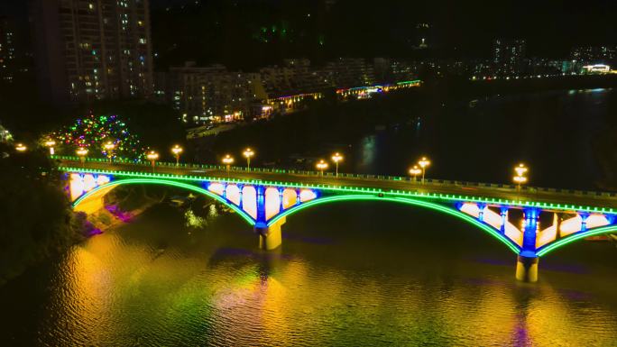 广西梧州市鸳江春泛夜景航拍延时