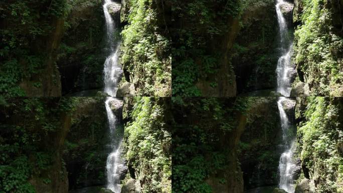 桂林深山峡谷中的瀑布流水