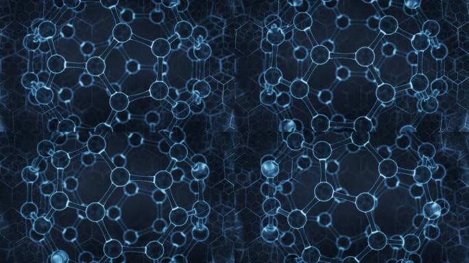蓝色球形分子结构3D渲染