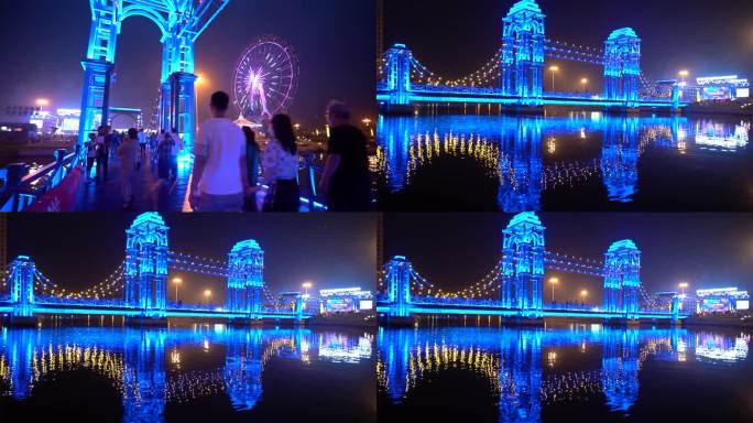 蓝桥、摩天轮夜景延时