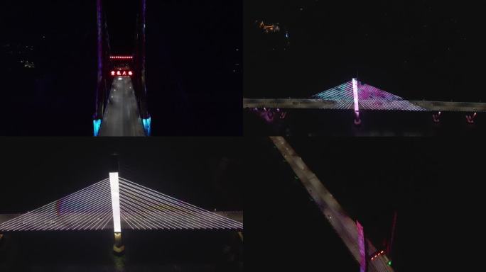 4K航拍梧州市云龙大桥航拍夜景
