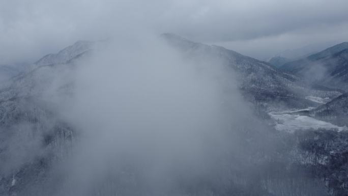 山林雪景云雾