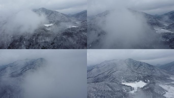 山林雪景云雾