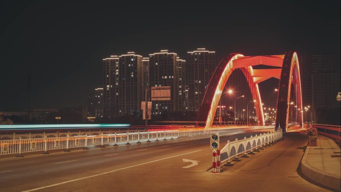 金华桥梁夜景 城市车流延时视频素材