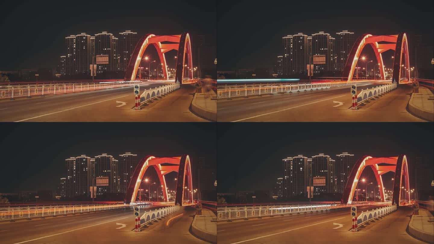 金华桥梁夜景 城市车流延时视频素材