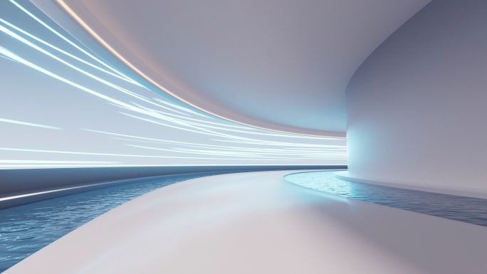 现代建筑室内水面空间3D渲染