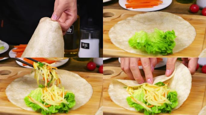 土豆丝卷饼烙馍美食制作