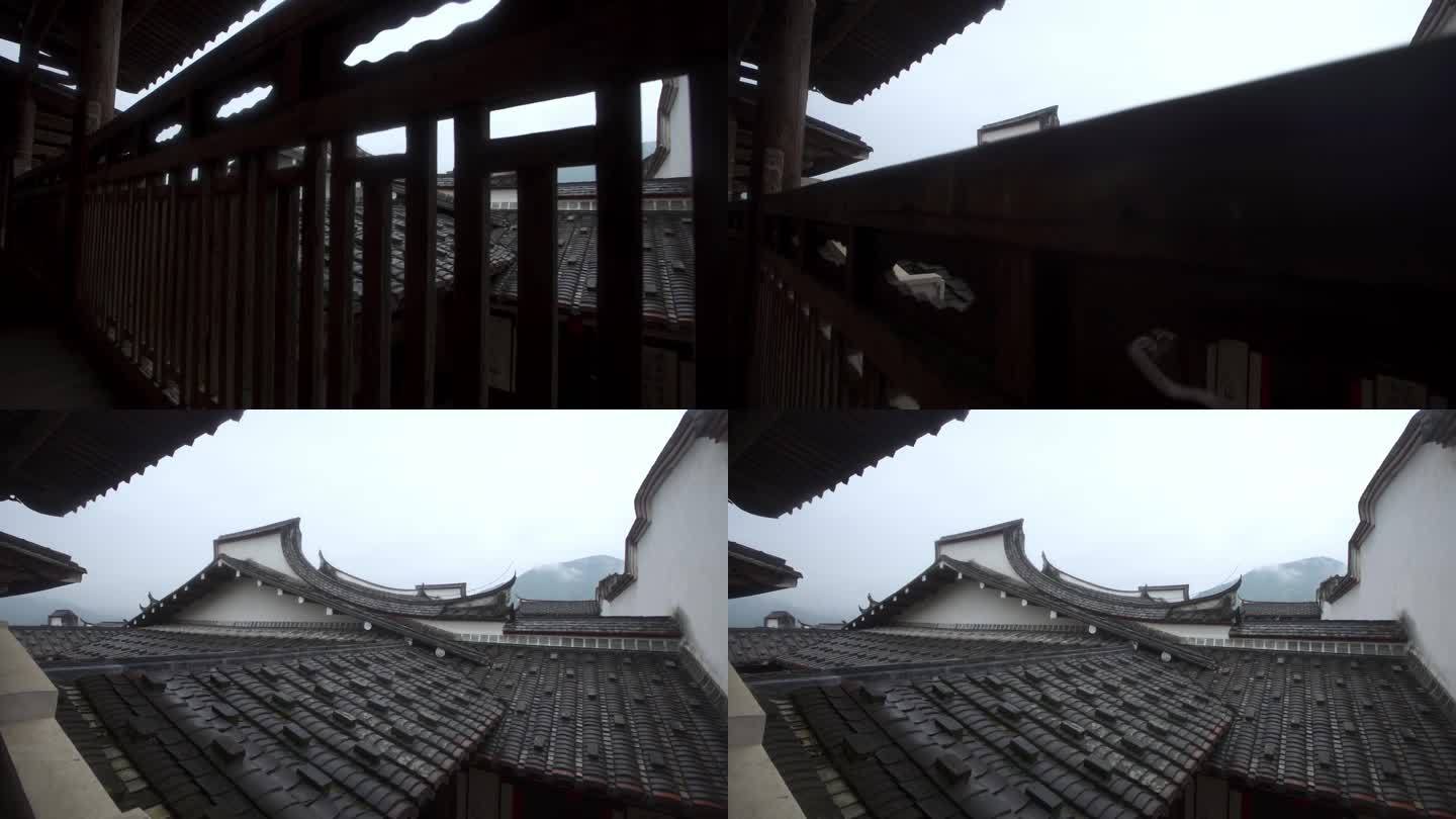 阴雨中的福清东关寨屋顶