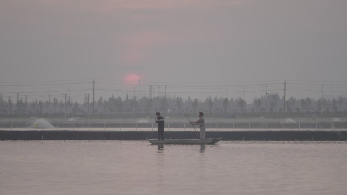 4K渔船水面空镜