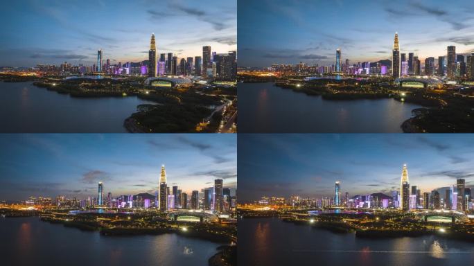 【4K正版】航拍深圳南山地标建筑群夜景