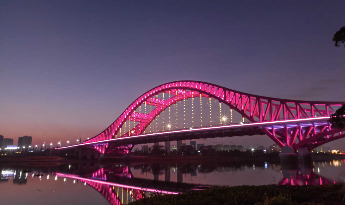 4k延时日转夜江西赣州新世纪大桥网红桥