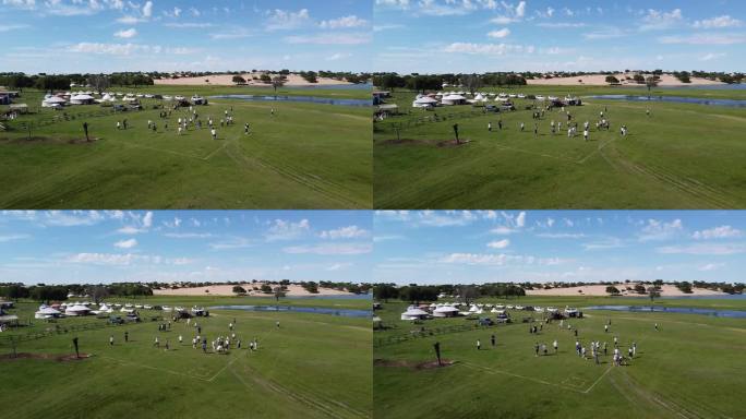 航拍内蒙古锡林郭勒盟草原航拍湖沙漠