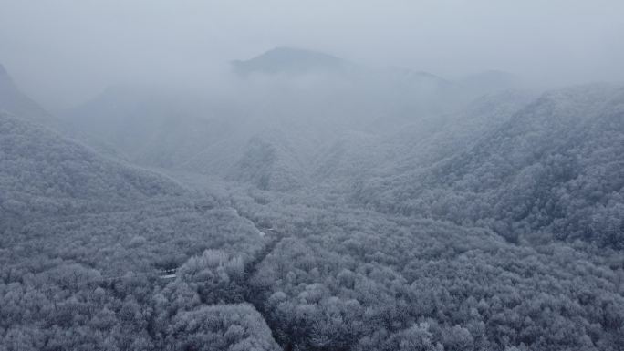 青峰峡雾凇雪景航拍