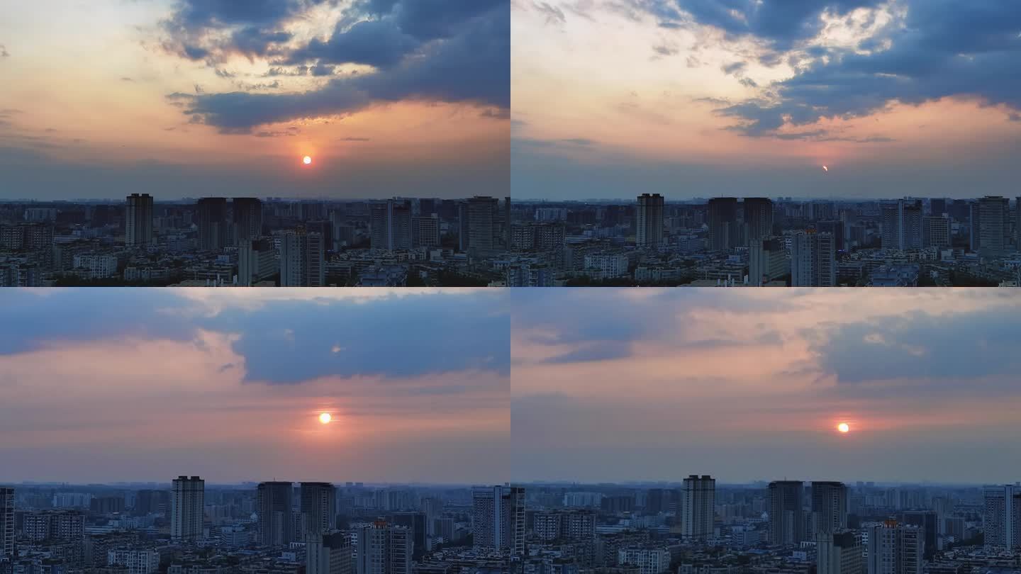 城市夕阳下落日落