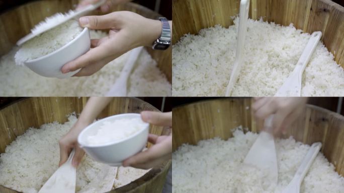 米饭 大米 白米饭 打饭 木桶饭 吃饭