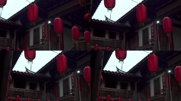 过年福清东关寨院子里的红灯笼