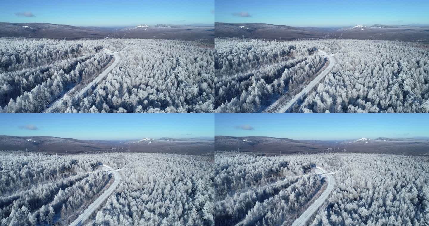 航拍林海雪原风光