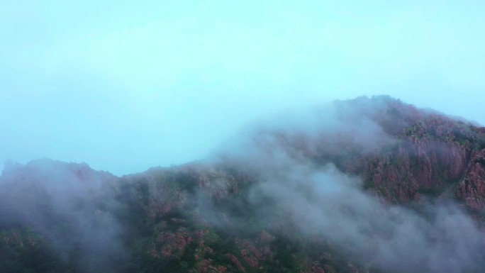 山上云雾航拍 青岛藏马山云雾 藏马山云雾