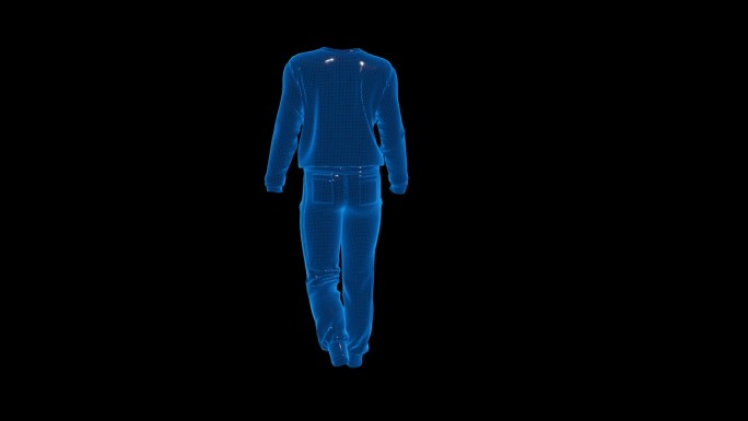 蓝色科技线条运动服套装透明通道素材