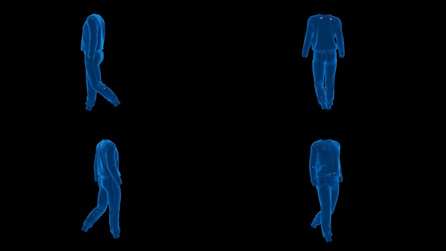 蓝色科技线条运动服套装透明通道素材