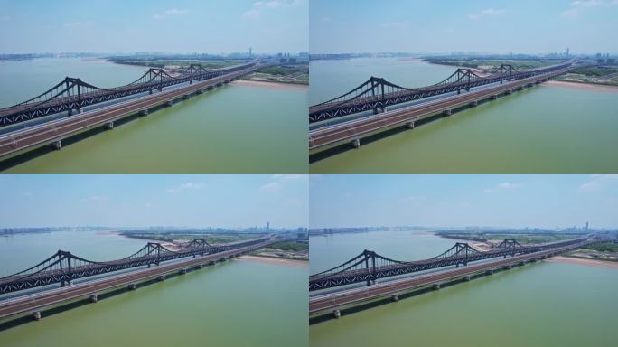 航拍杭州彭埠大桥高铁 4k