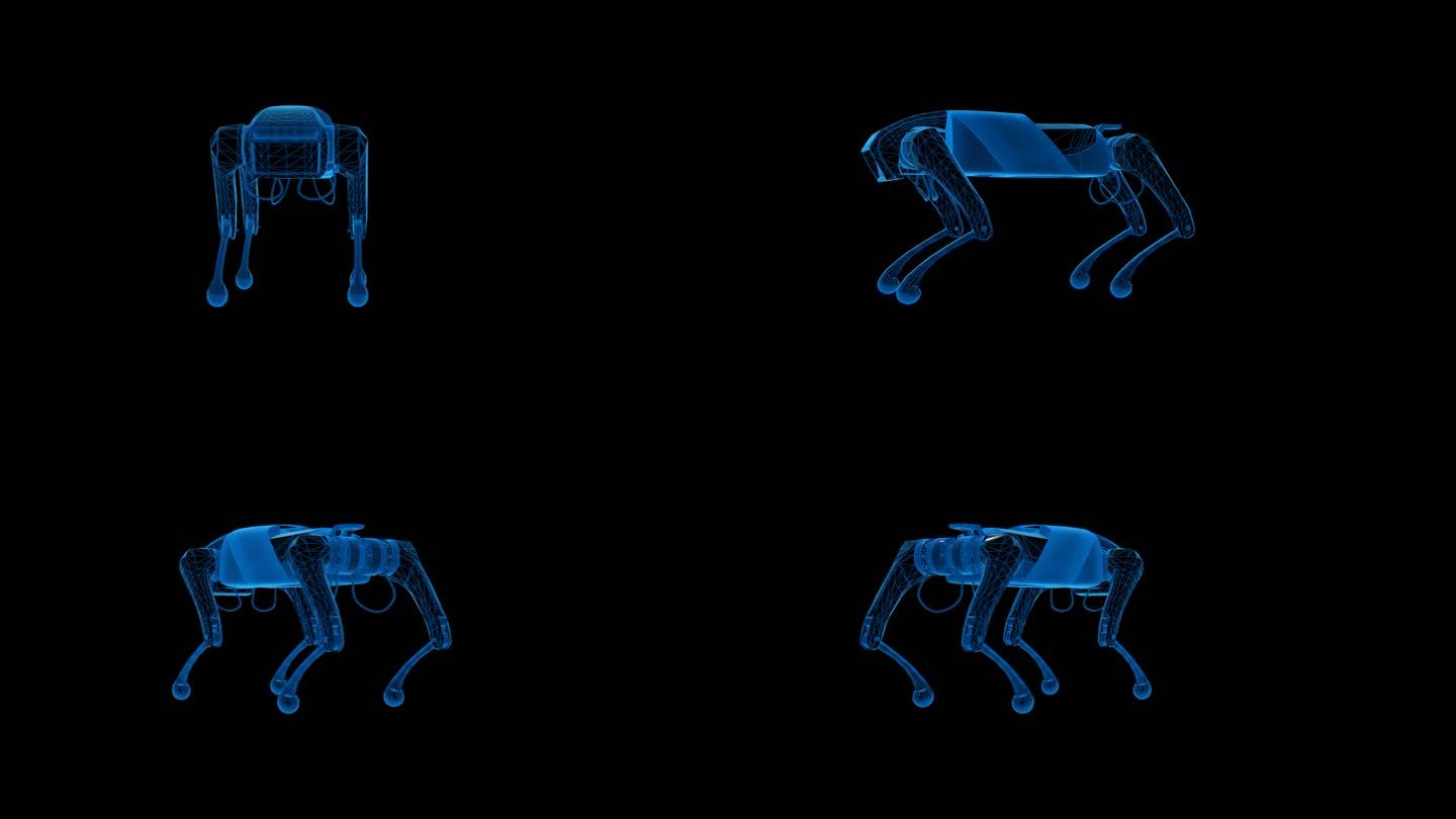 蓝色科技线条智能机器狗透明通道素材