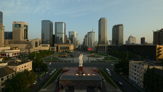 成都天府广场日转夜延时