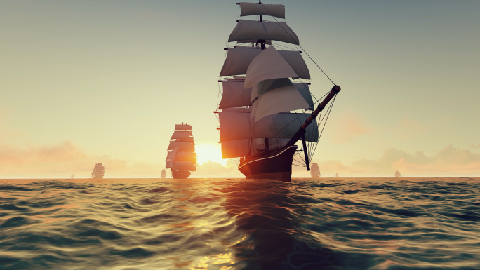 帆船乘风破浪风帆起航扬帆起航远航千帆大海