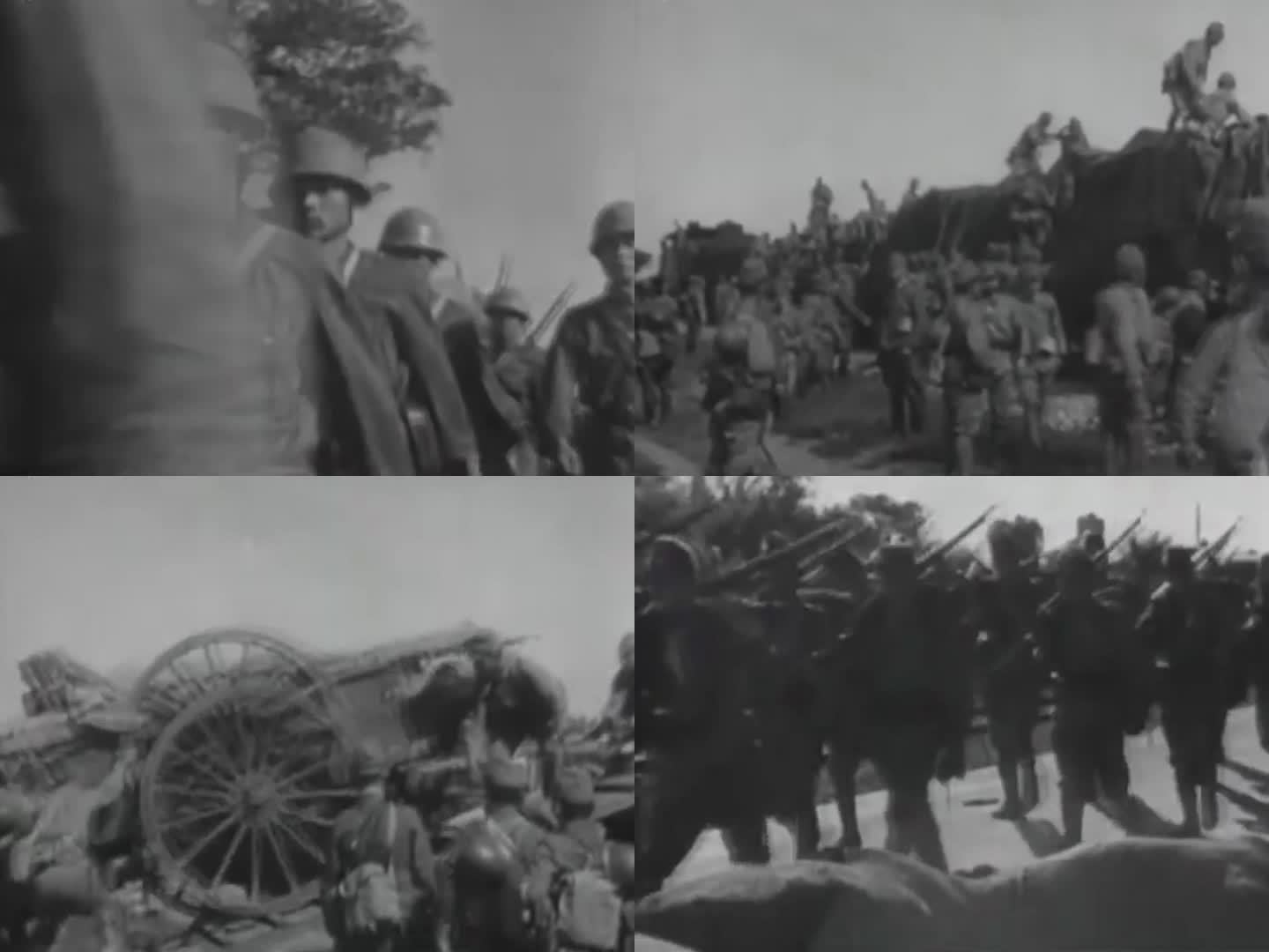 火车运送日军 日军集结 日军行进队伍