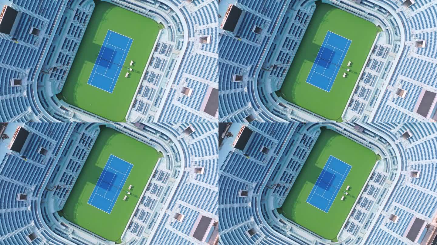 4K正版-俯拍体育馆观众坐席与网球场01