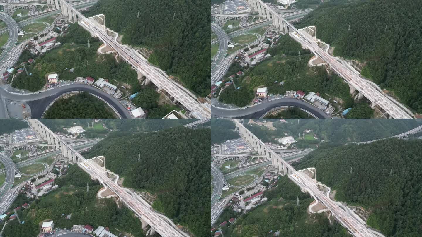 航拍错综复杂高架立交桥交通 (3)