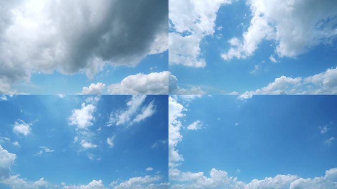 天空白云延时多云天气唯美蓝天晴天云朵飘动
