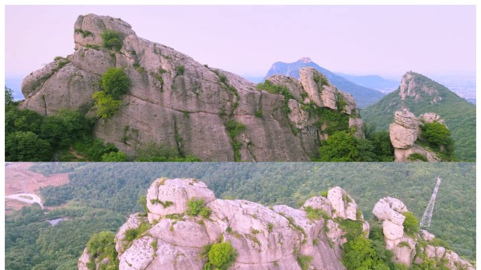 航拍大别山余脉山顶睡佛