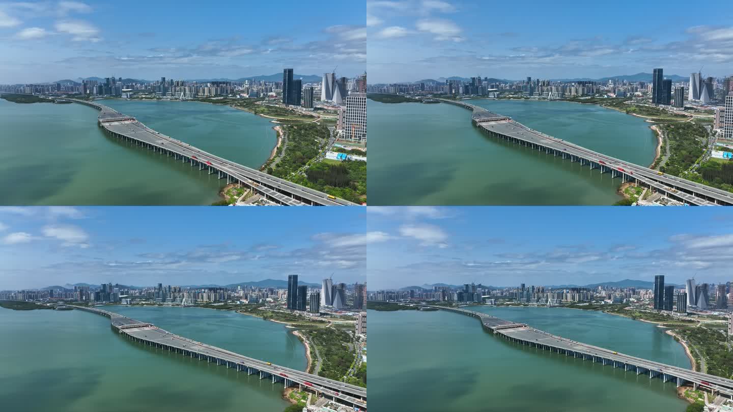 航拍深圳前海沿江高速