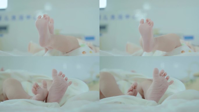 婴儿手脚特写护士呵护