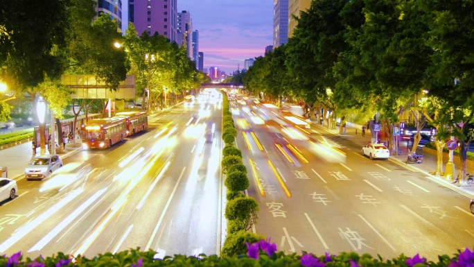 广州东风中路道路延时城市车轨延时城市繁荣