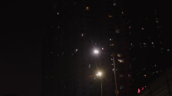 贵阳城市夜景移动的路灯高楼大厦高架桥寂静