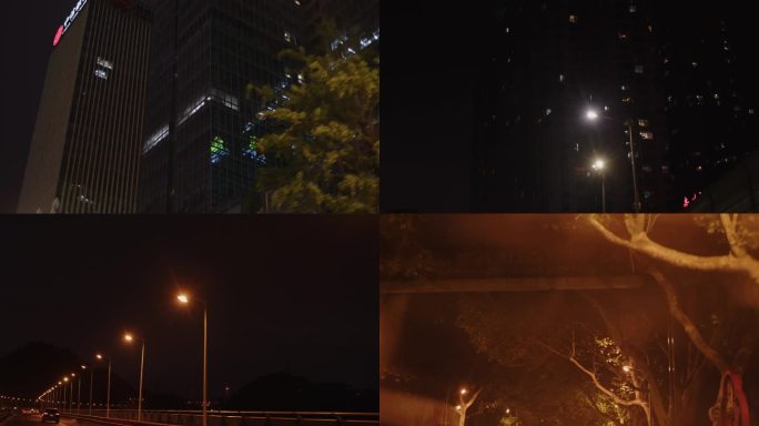 贵阳城市夜景移动的路灯高楼大厦高架桥寂静