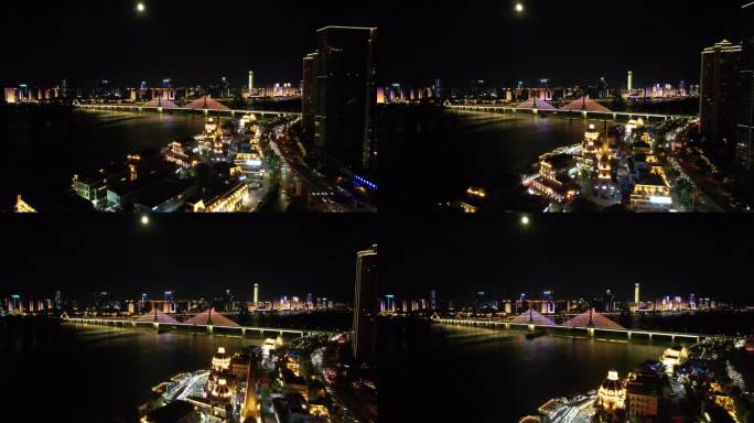湘江渔人码头夜景航拍